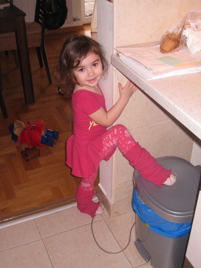 A two year old Flashdance dancer An expat toddler develops her own style