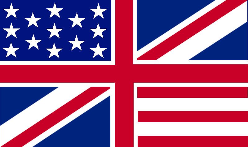 Hypothetical flag quartering the British and American flags