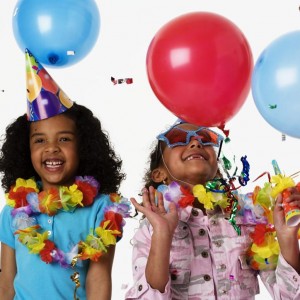 Leaving party for children. Kids with balloons
