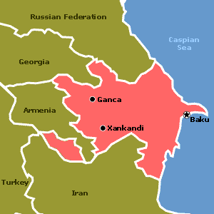 Map of the area surrounding Azerbaijan